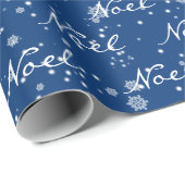 Papier Cadeau NOEL de Noël Texte dans les flocons de neige (Coin rond)