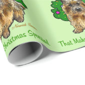 Papier Cadeau Noël de Norwich Terrier (Coin rond)