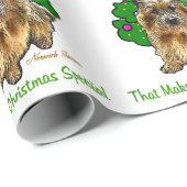 Papier Cadeau Noël de Norwich Terrier (Coin rond)