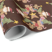 Papier Cadeau Noël de pain d'épice (Coin rond)