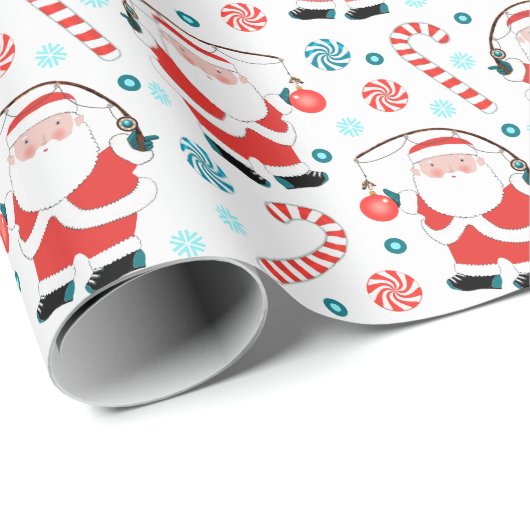 Papier Cadeau Noël de pêche créative vacances (Coin rond)