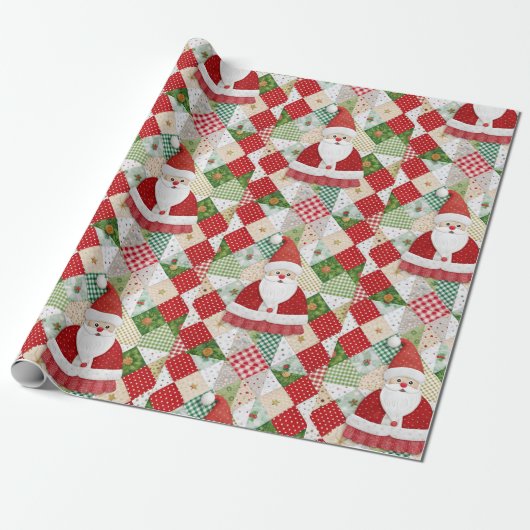 Papier Cadeau Noël de Père Noël doré (Déroulé)