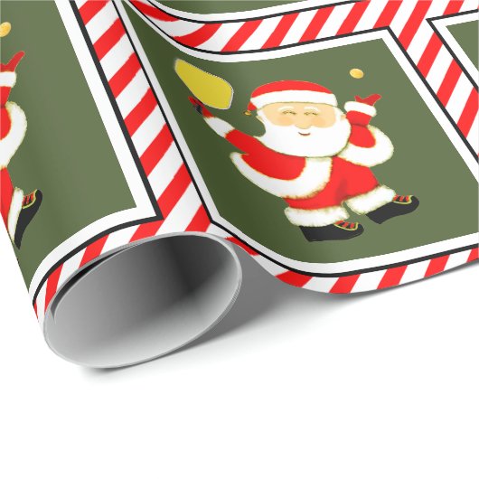 Papier Cadeau Noël de pickleball (Coin rond)