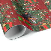 Papier Cadeau Noël de Pinscher de dobermann (Coin rond)