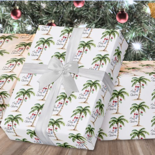Papier Cadeau Noël de plage tropicale