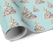 Papier Cadeau Noël de plage tropicale (Coin rond)