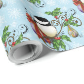 Papier Cadeau Noël de poulet d'hiver (Coin rond)