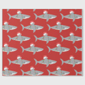 Papier Cadeau Noël de requin rouge drôle (Plat)