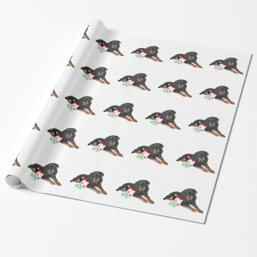 Papier Cadeau Noël de rottweiler (Déroulé)