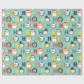 Papier Cadeau Noël de saint Ho Ho Ho Père Noël Snowman Reindee (Plat)