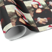 Papier Cadeau Noël de Santa Hat Mona Lisa (Coin rond)
