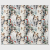 Papier Cadeau Noël de Sheltie (Plat)