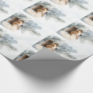 Papier Cadeau Noël de Sheltie de sable