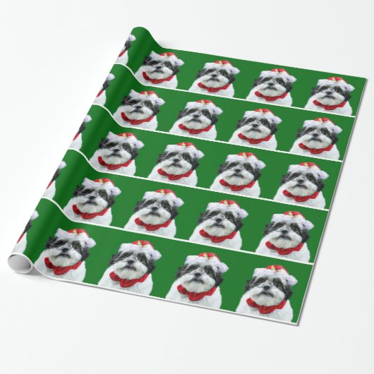Papier Cadeau Noël de Shih Tzu (Déroulé)