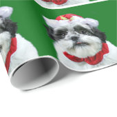 Papier Cadeau Noël de Shih Tzu (Coin rond)