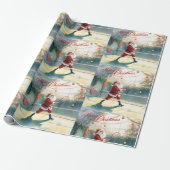 Papier Cadeau Noël de tennis avec le Père Noël en service sur le (Déroulé)