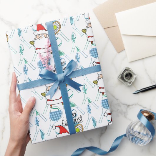Papier Cadeau Noël de tennis avec Santa CLAUS (Cadeaux)