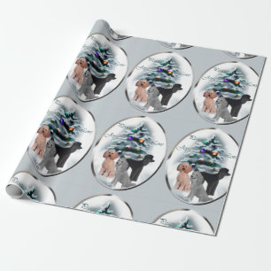 Papier Cadeau Noël de trio de caniche