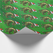 Papier Cadeau Noël de Tyrannosaurus sur le vert (Coin)