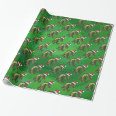 Papier Cadeau Noël de Tyrannosaurus sur le vert (Déroulé)