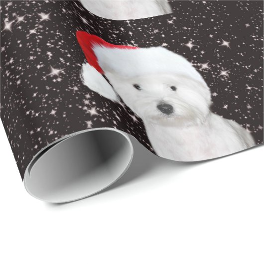 Papier Cadeau Noël de Westie (Coin rond)