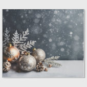 Papier Cadeau Noël Décor gris vacances (Plat)