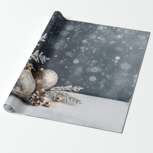 Papier Cadeau Noël Décor gris vacances (Déroulé)