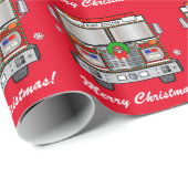 Papier Cadeau Noël décoré de pompe à incendie Joyeux (Coin rond)