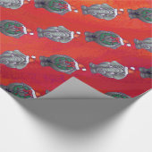 Papier Cadeau Noël d'éléphant sur le rouge (Coin)