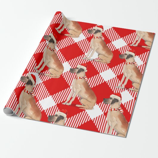 Papier Cadeau Noël des Amoureux de les chiens Plaid et Great Dan (Déroulé)