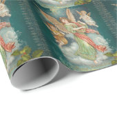 Papier Cadeau Noël des anges rétro vintages (Coin rond)