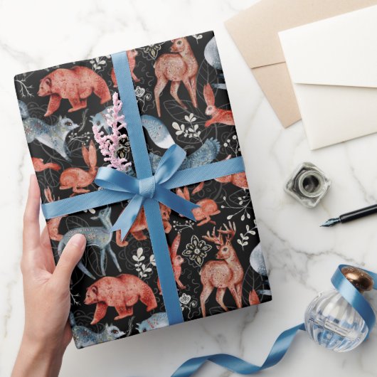 Papier Cadeau Noël des animaux de la forêt boisée (Cadeaux)