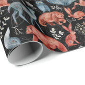 Papier Cadeau Noël des animaux de la forêt boisée (Coin rond)