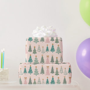 Papier Cadeau Noël des arbres de Noël colorés