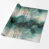 Papier Cadeau Noël des arbres verts (Déroulé)