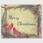 Papier Cadeau Noël des Cardinaux vintages (Plat)