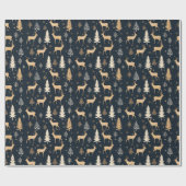 Papier Cadeau Noël des cerfs | bleu marine (Plat)