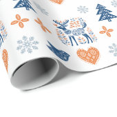 Papier Cadeau Noël des cerfs scandinaves (Coin rond)