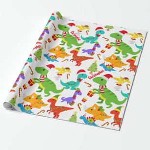 Papier Cadeau Noël des Dinosaures mignons Personnalisé