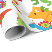 Papier Cadeau Noël des Dinosaures mignons Personnalisé (Coin rond)