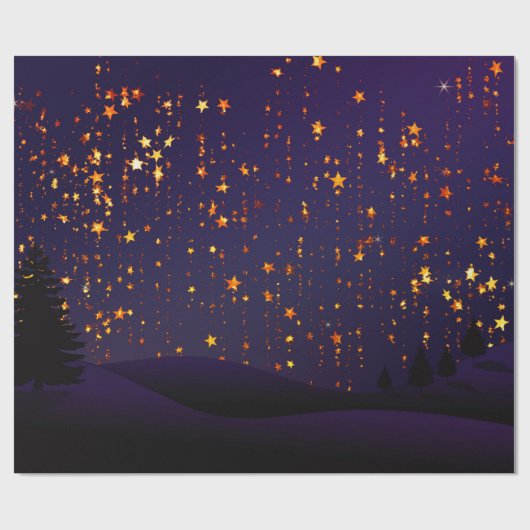 Papier Cadeau Noël des étoiles pourpres et aurifères (Plat)