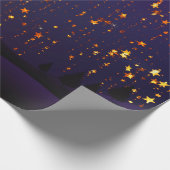 Papier Cadeau Noël des étoiles pourpres et aurifères (Coin)