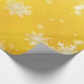 Papier Cadeau Noël des Flammes de neige jaunes/blanches (Coin)