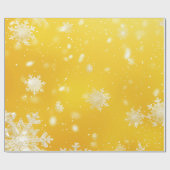 Papier Cadeau Noël des Flammes de neige jaunes/blanches (Plat)