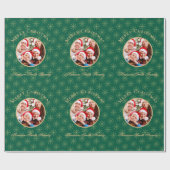 Papier Cadeau Noël des Flammes de neige vert de la forêt (Plat)