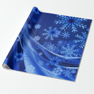 Papier Cadeau Noël des Flèches de neige d'hiver bleues
