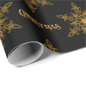 Papier Cadeau Noël des Flèches noires et d'or (Coin rond)