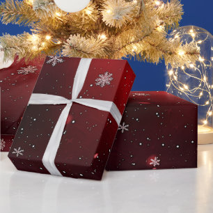 Papier Cadeau Noël des flocons rouges/blancs