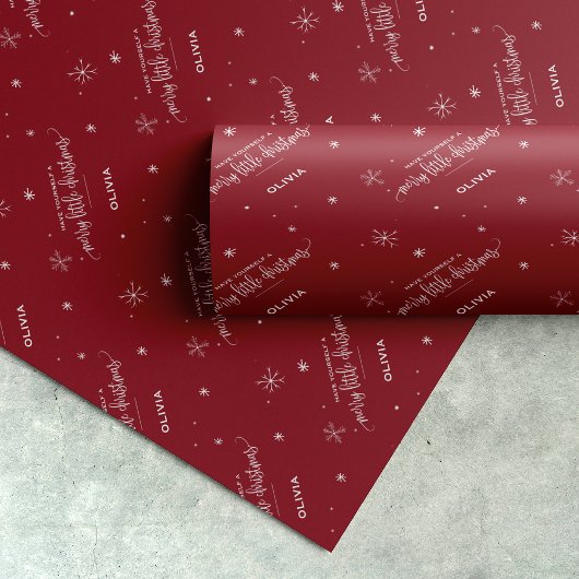 Papier Cadeau Noël des flocs à neige rouges