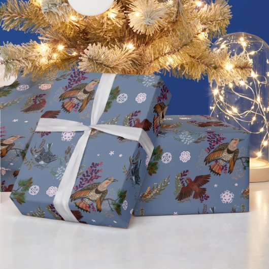 Papier Cadeau Noël des forêts d'oiseaux américains (Vacances)